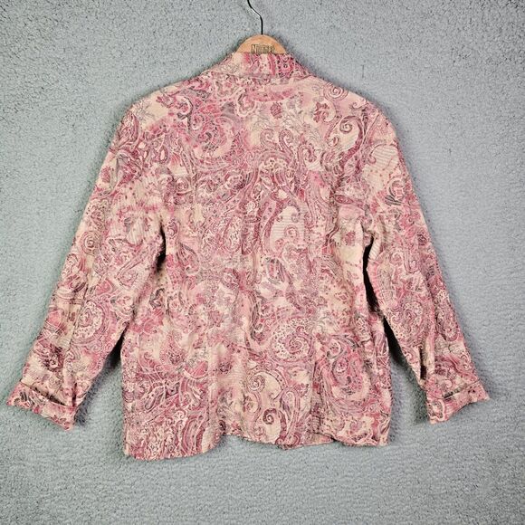 Joni B Blush Rose Paisley Print Shirt Jacket Shacket Large - Picture 2 of 16